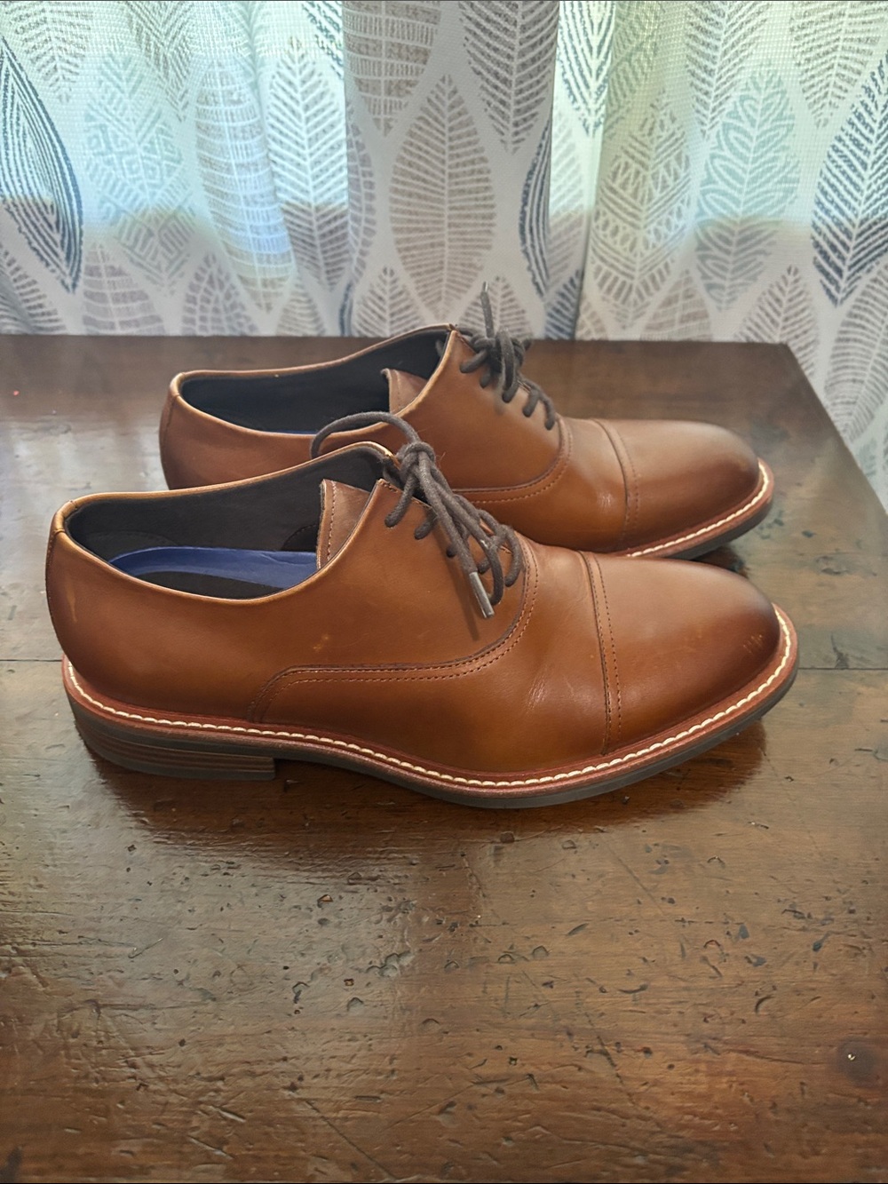Kenneth Cole Reaction Men's Brown Leather Cap-Toe Derby Oxfords - Picture 3 of 7